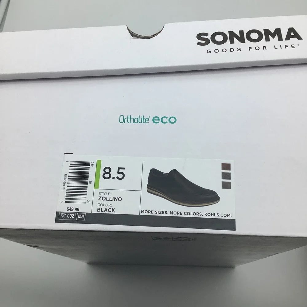 Sonoma Zollino Black Slip On Loafer‎ Comfort Foam Insole Mens Shoes New